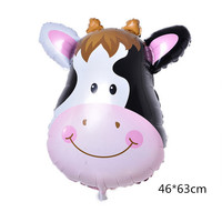 Ballon moyen en feuille d'aluminium à tête d'animal cochon tigre lion éléphant singe vache zèbre pour jouets d'enfants