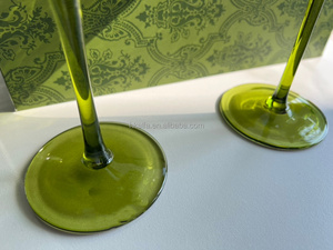 French Creative Medieval <b>Wine</b> Glass Artificially Blown Green Vertical Grain <b>Goblet</b> Retro Glass Cup - Product Image 5
