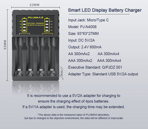 PUJIMAX4スロットAA USBバッテリー充電器NICD2 3 AA充電式バッテリー充電器1.2V AA AAA充電器nimhnicdバッテリー用 - Product Image 5