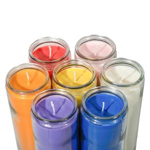 Velas conmemorativas de doble color para Iglesia mexicana, tarro de cristal de 7 días, venta al por mayor - Product Image 5