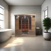 Sauna Portátil Big Bear para 4 Personas, Calentador de Carbono, Madera de Cedro Rojo, Ecológica, Ligera, Comercial, Moderna, para Uso en Interiores, Bajo EMF, Far