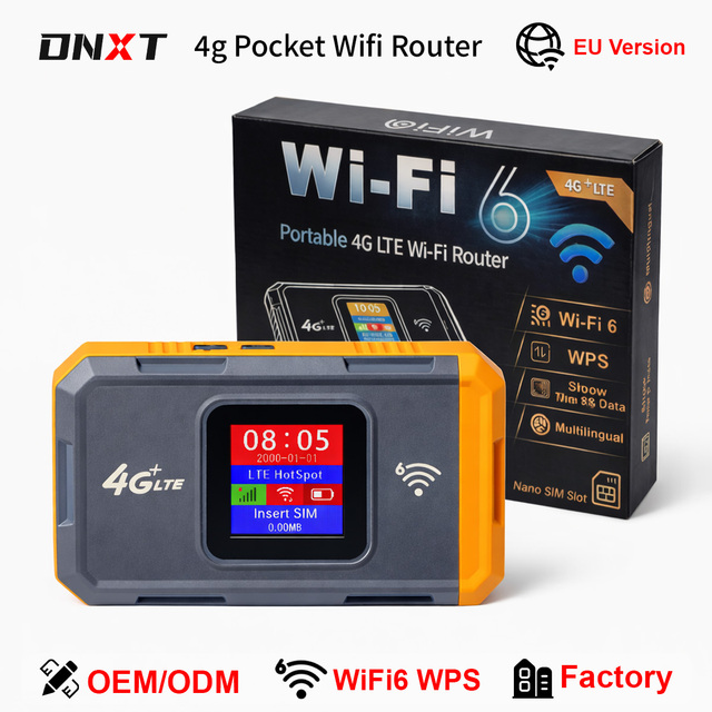 DNXT 4g Sim Card Router WiFi6 Mini Portable Wifi Router LCD All Network Portable Wifi WPS Carte Sim Wifi Portable for Travel Use