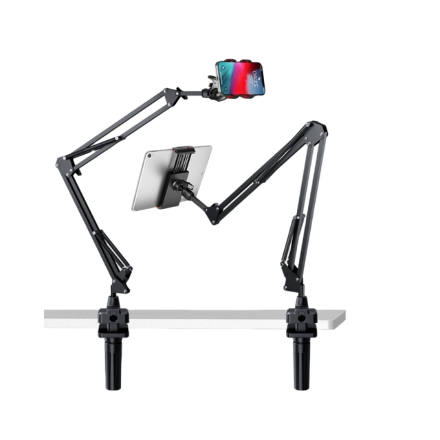Desktop Bedside Phone Tablet Lazy Bracket Universal Mobile Cell Phone Mount Flexible Arm 360 Rotation Gooseneck Clamp Stand Desk
