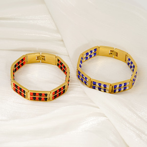 Zogxin Double Row Natural Stone Bead <b>Bracelet</b> Gold Titanium Steel Unisex Jewelry Gift <b>Bracelet</b> - Product Image 3