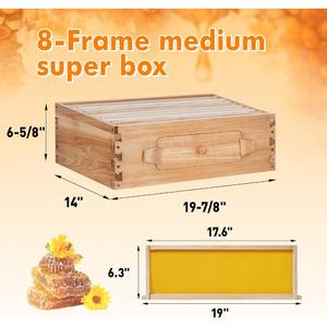 Nouveau kit de démarrage <span class=keywords><strong>pour</strong></span> ruche à 8 cadres Pomelo, revêtement en cire d'abeille, en <span class=keywords><strong>sapin</strong></span> de Chine, type Langstroth, équipement apicole, fenêtres, élevage animal - Product Image 3