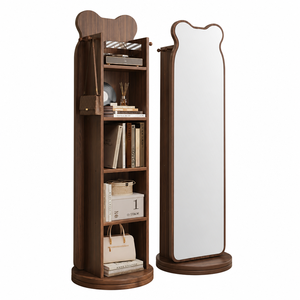 Espejo giratorio de cuerpo entero <span class=keywords><strong>Bear</strong></span>, espejo móvil para dormitorio, espejo de pie para el hogar con integración para colgar periódicos, revistas y ropa. - Product Image 1