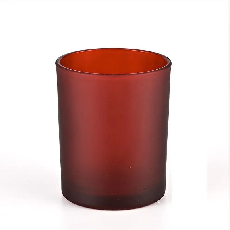 Vente en gros 220ml pot de bougie en verre brillant translucide vide rouge mat pour la fabrication de bougies