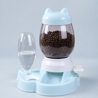 Distributeur automatique de nourriture et d'eau pour animaux de compagnie 2-en-1 en plastique 2,2 L, fonctionnement manuel par gravité, station d'alimentation pour chats et chiens