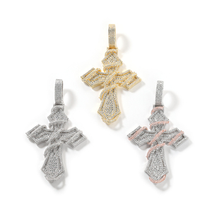 UWIN Collar con Colgante de <span class=keywords><strong>Cruz</strong></span> de Jesús Cristiano, Bicolor Oro Rosa, con Diseñ<span class=keywords><strong>o</strong></span> de Espina Envolvente, Incrustaciones de Circonitas Cúbicas (CZ) y Acabado en Oro de 18K - Product Image 3
