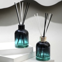 Bouteille vide de diffuseur de roseau de recharge unique de haute qualité en verre rond personnalisé de luxe avec boîte-cadeau 150ml