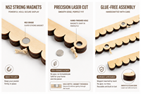 Bordure en bois personnalisée à motif festonné, support mural en contreplaqué festonné pour affiches A3, bordure de tablette écologique à motif festonné