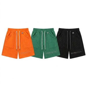 Pantaloncini Oversize Streetwear Personalizzati con Strass, 100% Cotone French Terry, Premium Pesanti per Corsa e Palestra, <span class=keywords><strong>da</strong></span> Uomo - Product Image 3
