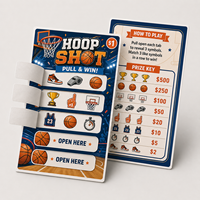 Boletos de raspar personalizados de fábrica con temática de baloncesto, impresión digital, premios en efectivo, premio instantáneo, tarjeta de apertura, cinco ventanas