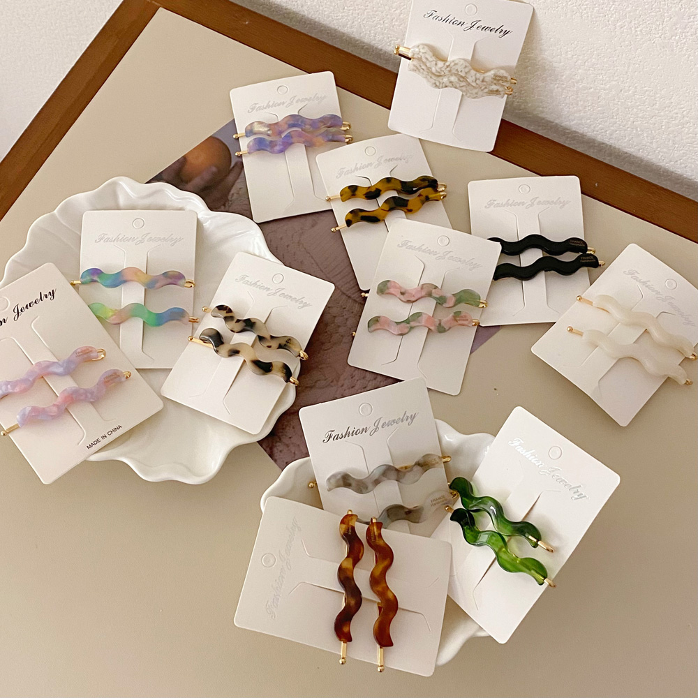 Золотая заколка для волос из ацетата целлюлозы, аксессуары, Упаковочная карточка, волнистая заколка для макияжа, заколка для волос, новинка 2023, корейские заколки для волос для женщин