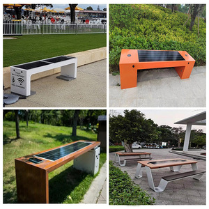 Banco de metal de diseño moderno, <span class=keywords><strong>mobiliario</strong></span> <span class=keywords><strong>urbano</strong></span>, Banco solar inteligente con cargador de teléfono inalámbrico y wifi para <span class=keywords><strong>parques</strong></span> y plazas - Product Image 3