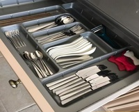 HNOSS Organisateur de tiroir de cuisine extensible Boîte de rangement à couverts en plastique simple et carrée pour cuillères et baguettes