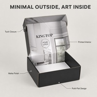 Boîte d'expédition rigide noire mate avec impression couleur intérieure, fermeture à encoche, emballage cadeau personnalisé pour e-commerce, approvisionnement direct usine