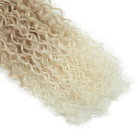 2 pièces de tissage de cheveux synthétiques Jerry Curly, extensions de cheveux synthétiques, ombré brun blond, haute température, vague d'eau, tissage de cheveux synthétiques