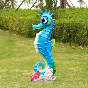 Grande sculpture de hippocampe LED en fibre de verre, statue d'animal marin en résine pour exposition en parc d'attractions ou parc aquatique - Product Image 6