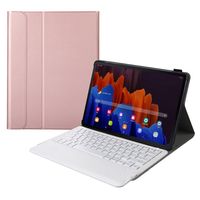 Keyboard Nirkabel BT Ultra Tipis dengan Casing Kulit untuk Samsung Tab S8 Plus X800 X805 S7 FE T730 T736 S7 Plus T970 T975