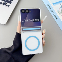 Étui magnétique transparent pour Samsung Z Flip8 Z Flip7, protection complète de la charnière avec trou pour cordon latéral