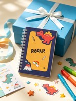 Carnet à spirale mignon dinosaure de dessin animé, motif volcan arc-en-ciel, pour enfants, journal d'écriture scolaire, papeterie de maternelle, vente en gros