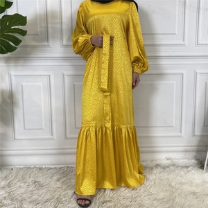 65310# Print <b>Slip</b> Satin Dresses Muslim for Ladies Kimono Abaya <b>Long</b> Modern Modest Women Dress - Product Image 5