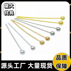 Agujas de cobre puro para bisutería, agujas en T con cabeza de bola para hacer pulseras, diseño cónico chapado en oro de 14 quilates - Product Image 5