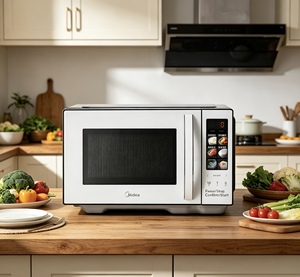 <span class=keywords><strong>Four</strong></span> à <span class=keywords><strong>micro</strong></span>-<span class=keywords><strong>ondes</strong></span> Midea blanc avec grill, capacité 23L, 900W/1100W, classe énergétique A, intérieur émaillé facile à nettoyer - Product Image 5