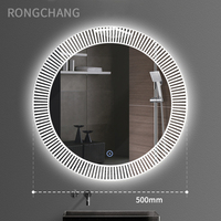Interrupteur tactile intelligent sans cadre, éclairage frontal rond, 3 couleurs, intensité réglable, lampe LED, applique murale, miroir de salle de bain, nouveau modèle,