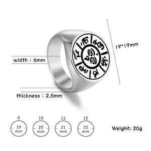 Anillo de Acero Inoxidable, Amuleto Tibetano con Mantra Om Mani Padme Hum, <span class=keywords><strong>Buda</strong></span>, Ojo que Todo lo Ve, Collar con Colgante, Amuleto, Talismán, Joyería - Product Image 3