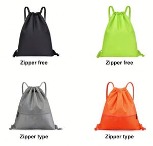 Custom Logo <b>Printed</b> Backpack Travel Bag Football Lines Polyester Drawstring Bag with Pocket - Product Image 2