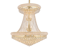 Lustre en cristal Royal Gold Empire, décoration de mariage, sur mesure, largeur 35 pouces, suspension lumineuse