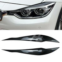 Couvertures ABS noires brillantes de garniture de sourcil de paupières de phare pour BMW série 3 F30 décoration de phare de berline 2012-2018