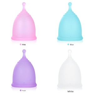 Stérilisateur de coupe menstruelle pliable en <span class=keywords><strong>silicone</strong></span> réutilisable pour femmes - Conception anti-fuite - Ensemble de 2 pièces comprenant une brosse de nettoyage et un sac en tissu - Product Image 6