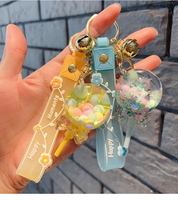 Offre Spéciale – Porte-clés mignon en forme de sucette avec perles à bulles, bouteilles de sable flottant en acrylique, petits ornements de style dessin animé, étanches