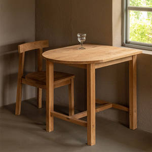 विंटेज ठोस लकड़ी डाइनिंग टेबल गोल आधा चंद्रमा फिर से प्राप्त एल्म डेस्क मध्य शताब्दी आधुनिक घरेलू फर्नीचर - Product Image 1