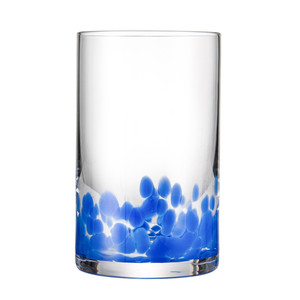 Vaso Highball de Cristal Azul con Puntos, Cilíndrico, Soplado a Mano, sin Tallo, para Bebidas, Regalos para Restaurantes - Product Image 4