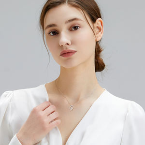 Cadeau de fête des mères Coeur Charm Jewelry Women I Love You 925 Sterling Silver Chain Birthday Moissanite Diamond Pendant Necklace - Product Image 6