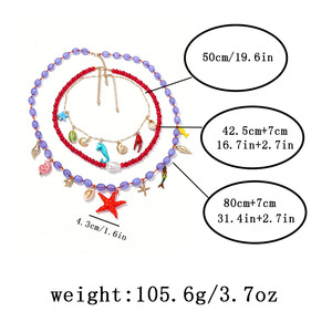 Collane Stratificate Bohemian Ocean Charm con Ciondoli a <span class=keywords><strong>Stella</strong></span> Marina, Conchiglia e Cavalluccio Marino, Collane <span class=keywords><strong>di</strong></span> Perline - Ingrosso - Product Image 2