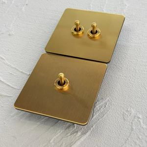 Interruptor de palanca doble de pared Brush Gold, universal 86, de acero inoxidable, europeo, multifunción, 146, 13A, tipo C, 250V, 2 vías - Product Image 2