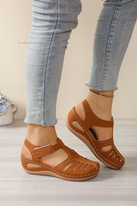 Women New Hollow European and American Wedge <b>Sandals</b> Summer Thick Sole <b>Closed</b>-<b>Toe</b> Roman <b>Sandals</b> Wholesale - Product Image 6