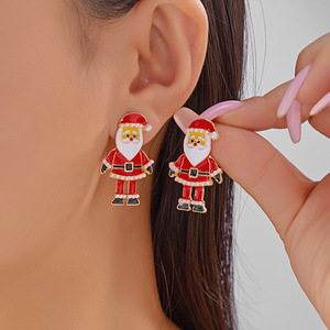 Boucles d'oreilles <span class=keywords><strong>de</strong></span> <span class=keywords><strong>Noël</strong></span> en alliage <span class=keywords><strong>chic</strong></span> et luxueuses - Paire unique avec pendentif flocon <span class=keywords><strong>de</strong></span> neige et Père <span class=keywords><strong>Noël</strong></span> festifs - Product Image 4