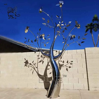 Projet de ville extérieur personnalisé Statue d'éclairage au design moderne Sculpture d'arbre en métal en acier inoxydable abstraite blanche