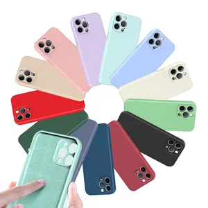 Großhandel fall iphone 6 mint grün-Amazon Hot Soft Square Shockproof Liquid Silicone Protective Phone Case Cover For Apple Iphone 11 12 13 Pro Max