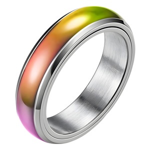 Dropshipping Products Wholesale Best Quality Fashion Jewelry Modern Metal <strong>Crafts</strong> Thermochromic Rotating Stainless Steel <strong>Rings</strong> - Product Image 3