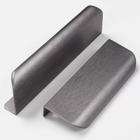 Tiradores de aluminio sólido con borde oculto, acabado cepillado en bronce, tiradores curvos para gabinetes, perfil de extrusión para cajones
