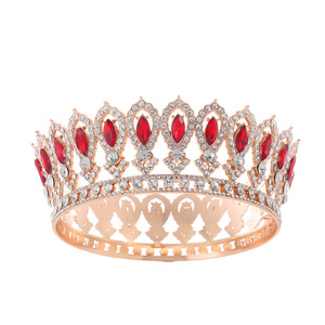 Nuova Corona Europea Barocca con Diamanti, Accessorio da Sposa a Goccia d'Acqua in Lega, Fascia <span class=keywords><strong>per</strong></span> Capelli Rotonda <span class=keywords><strong>per</strong></span> <span class=keywords><strong>Torta</strong></span> Nuziale - Product Image 2