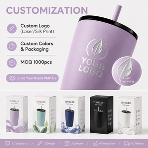 Vaso Térmico de Acero Inoxidable de 350ml (12oz) con Popote, Taza de Viaje Aislada al Vacío, Libre de BPA, Aprobado por la FDA, Logotipo Personalizado para Oficina - Product Image 3