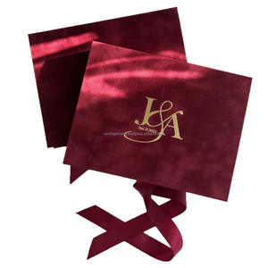 Luxury Velvet Rigid <b>Wedding</b> Invitation <b>Box</b> with Acrylic Card Gold Foil Print Tassel Ribbon Reusable Custom Packaging - Product Image 4